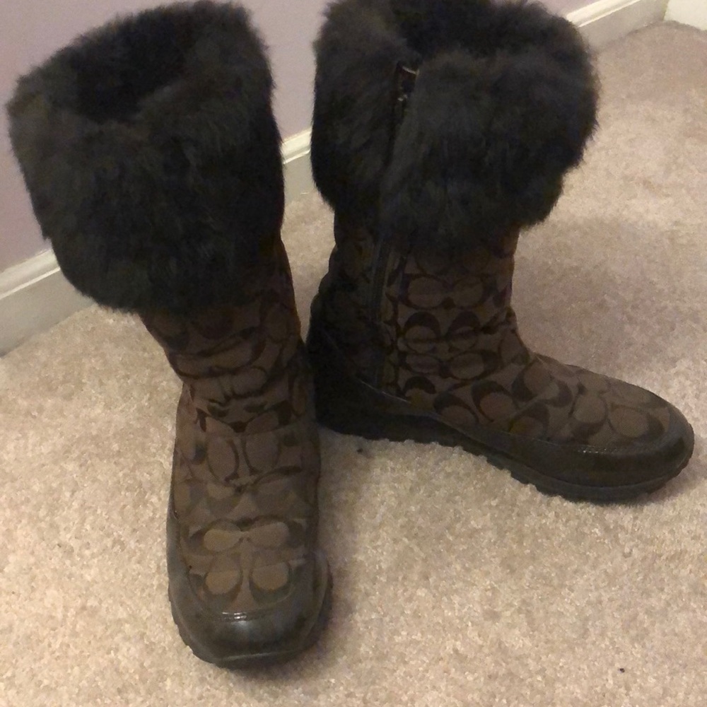 Coach Fur Trim Boots